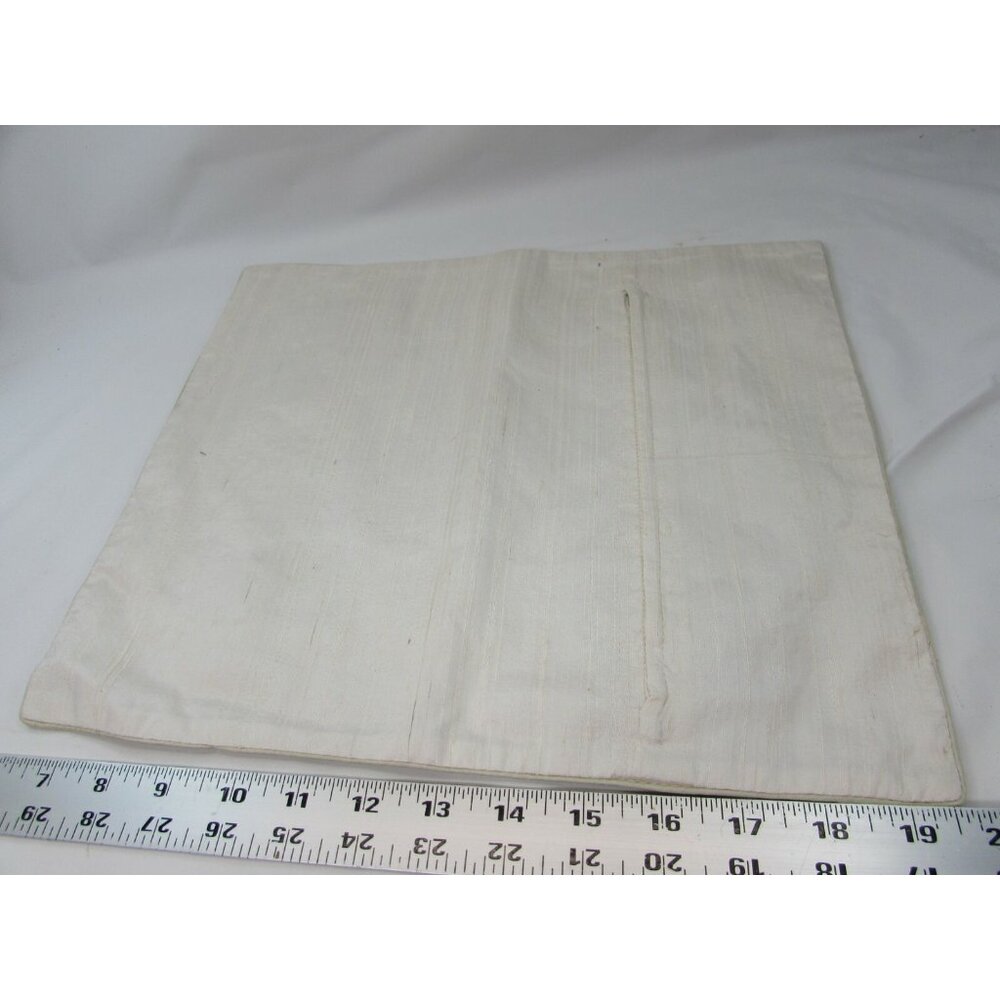 Vintage Beaded Pillow Cover Cream Ivory 14" 33529 Silk Shantung - Picture 3 of 3